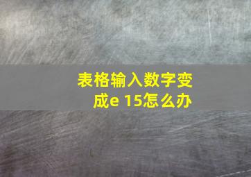 表格输入数字变成e 15怎么办